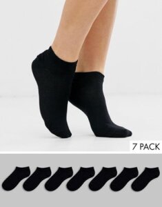 ASOS DESIGN 7 pack sneaker socks-Black