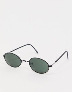 ASOS DESIGN 90s metal oval sunglasses in black