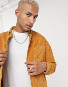 ASOS DESIGN 90s oversized style cord shirt in mustard-Yellow