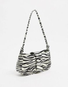 ASOS DESIGN 90s shoulder bag in glow in the dark zebra print-Multi