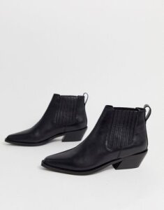 ASOS DESIGN Adelaide leather western chelsea boots in black