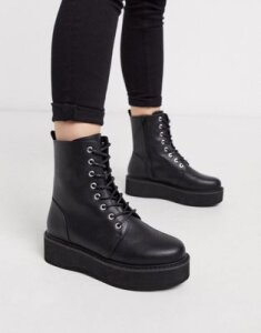 ASOS DESIGN Alva chunky lace up ankle boots in black
