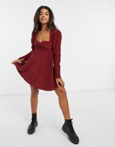 ASOS DESIGN Babydoll dress in red cord