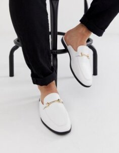ASOS DESIGN backless mule loafer in white faux leather