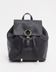 ASOS DESIGN backpack with hammered ring detail-Black