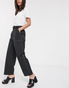 ASOS DESIGN belted peg with contrast top stitch in black