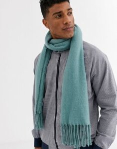 ASOS DESIGN blanket scarf in teal with tassels-Green