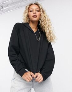 ASOS DESIGN boxy hoodie with batwing sleeve in black