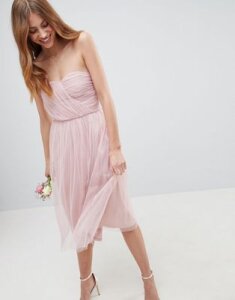 ASOS DESIGN bridesmaid bandeau tulle midi dress-Pink