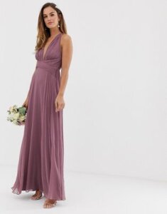 ASOS DESIGN Bridesmaid ruched bodice drape maxi dress with wrap waist-Purple