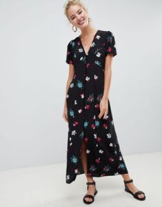 ASOS DESIGN button through maxi dress in floral print-Multi