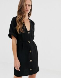 ASOS DESIGN button through mini wiggle dress-Black