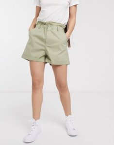 ASOS DESIGN casual short with paperbag waist-Stone