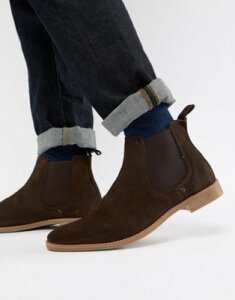 ASOS DESIGN chelsea boots in brown suede with natural sole