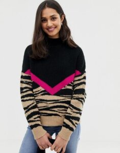 ASOS DESIGN chevron tiger sweater-Multi