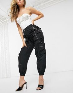 ASOS DESIGN combat jogger with pockets and chain detail-Black
