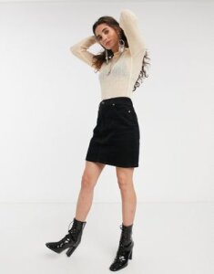 ASOS DESIGN cord original skirt in washed black