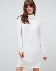 ASOS DESIGN cowl neck knitted mini dress-Cream