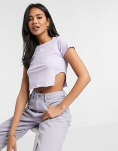 ASOS DESIGN crop t-shirt with cutaway sides in lilac-Purple