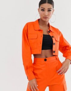 ASOS DESIGN cropped utility suit blazer in orange