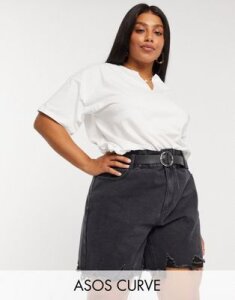 Asos Curve - Asos design curve boxy t-shirt with notch neck in white