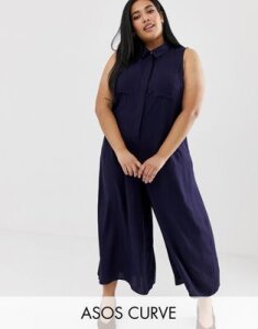 ASOS DESIGN Curve casual culotte shirt jumpsuit-Multi