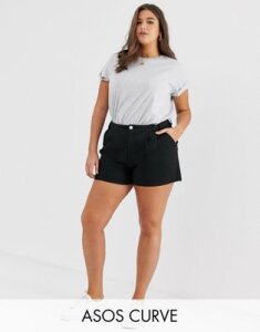 ASOS DESIGN Curve chino short with double pleats-Black