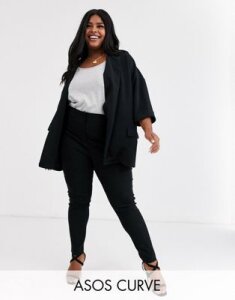ASOS DESIGN Curve easy relaxed blazer in textured jersey-Black