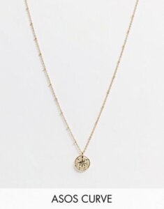 ASOS DESIGN Curve gold plated necklace with star coin pendant