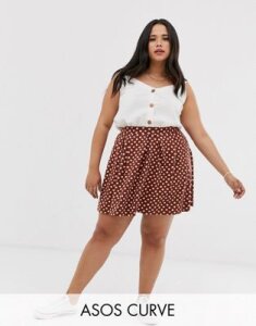 ASOS DESIGN Curve mini skirt with box pleats in scribble polka dot-Multi