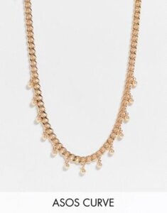 ASOS DESIGN Curve necklace in curb chain with ball charms in gold tone