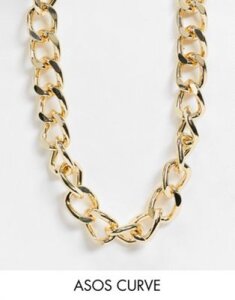 ASOS DESIGN Curve necklace with 17mm curb chain links in gold tone