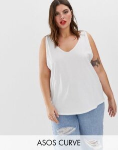 ASOS DESIGN Curve organic cotton super oversized tank in washed white