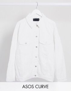 ASOS DESIGN Curve oversized denim jacket in white