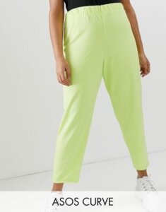 ASOS DESIGN Curve pull on tapered pants in jersey crepe-Green