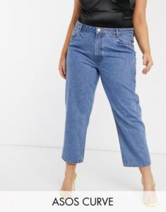 ASOS DESIGN Curve Recycled Florence authentic straight leg jeans in pretty mid stonewash blue