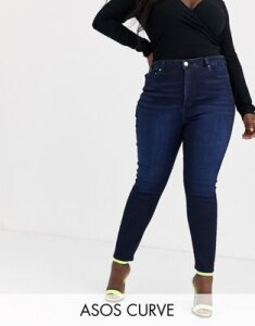 ASOS DESIGN Curve Ridley high waisted skinny jeans in blackened blue wash