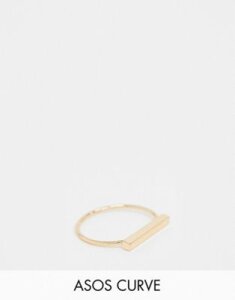 ASOS DESIGN Curve ring with flat bar design in gold tone