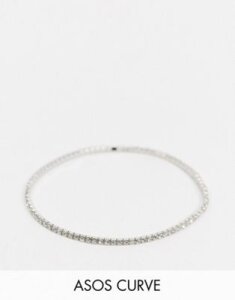 Asos Curve - Asos design curve stretch bracelet with crystal in silver tone