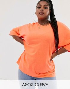 ASOS DESIGN Curve super oversized t-shirt with seam detail in orange