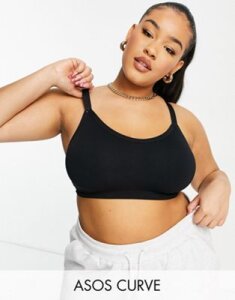 ASOS DESIGN Curve supportive recycled seamfree bralette-Black