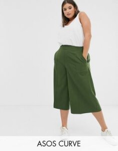 ASOS DESIGN Curve tailored clean culottes-Green