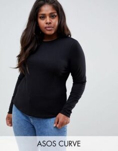 ASOS DESIGN Curve ultimate top with long sleeve and crew neck in black