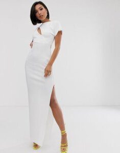 ASOS DESIGN cut out maxi dress with metal zip-White