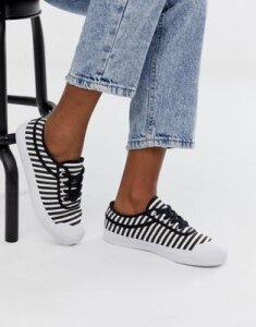 ASOS DESIGN Dependence sneakers in black and white stripe-Multi