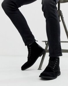 ASOS DESIGN Desert boots in black suede with leather detail