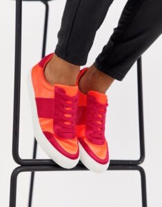 ASOS DESIGN Dime lace up sneakers in fluoro mix-Multi