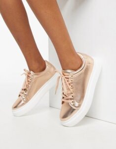 ASOS DESIGN Doro chunky lace up sneakers in rose gold