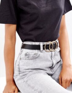 ASOS DESIGN double circle waist and hip jeans belt-Black