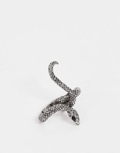 ASOS DESIGN double finger ring in snake design in silver tone